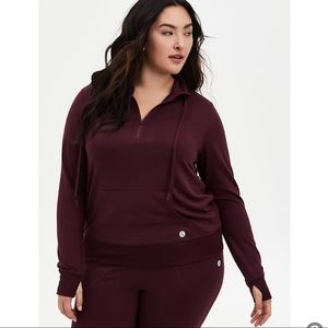 Burgundy Purple Half Zip Front Active Pullover